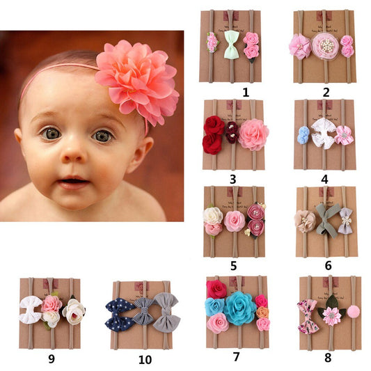 3Pcs/set Kids Infant Baby Girls Headband Flower