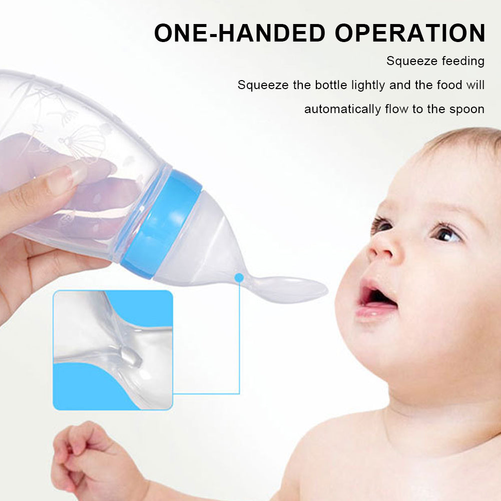 90ML Safe Newborn Baby Feeding Bottle Silicone Feeding Spoon Bottle
